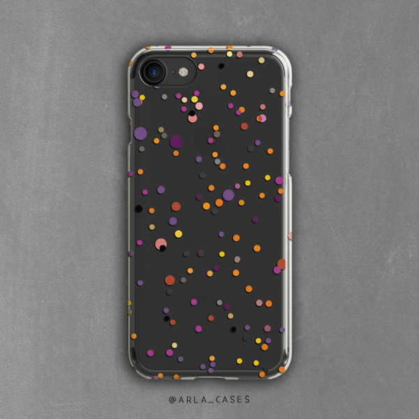 Halloween Polka Dots Clear iPhone and Galaxy Phone Case
