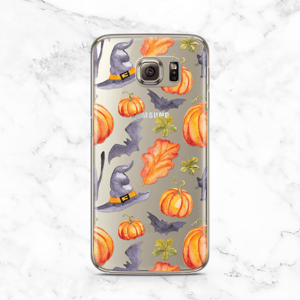 Halloween Witch Hat and Pumpkins Clear TPU Phone Case