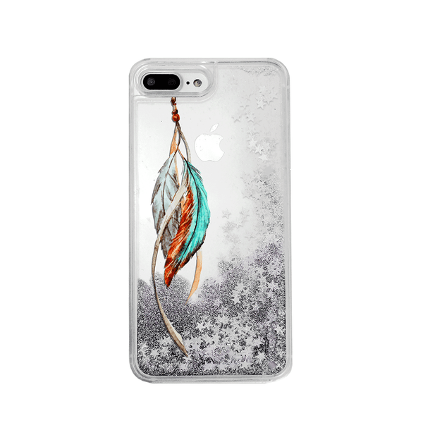 Tribal Feathers Silver Glitter Phone Case