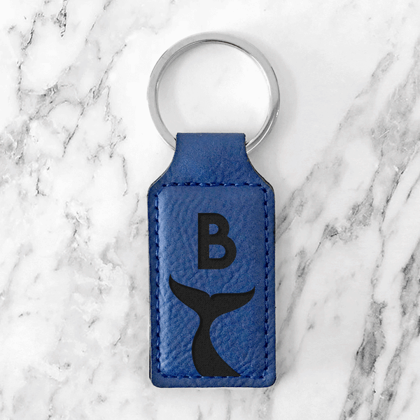 Whale of a Leather Keychain + Monogram
