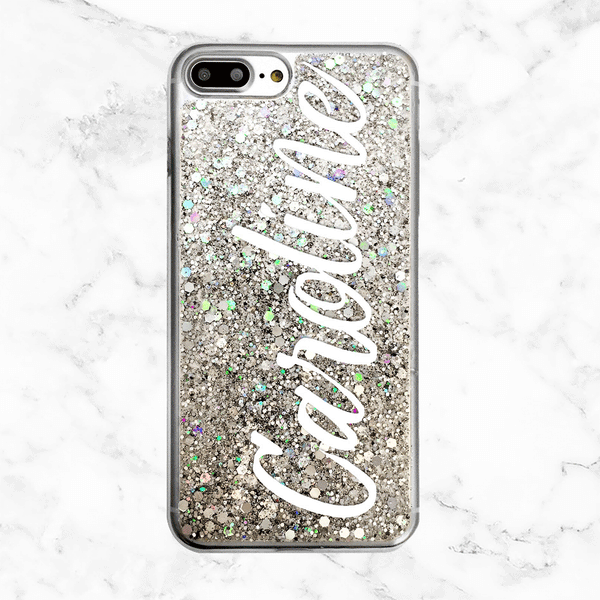 Silver Glitter Custom Name Phone Case