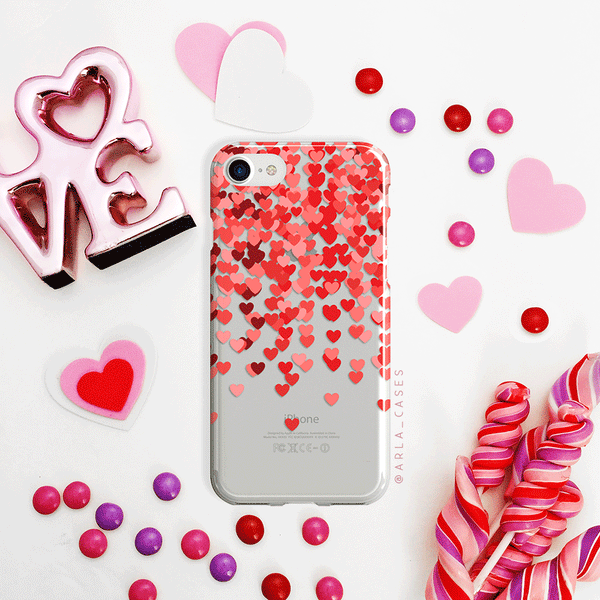 Confetti Heart on Clear Printed iPhone Case