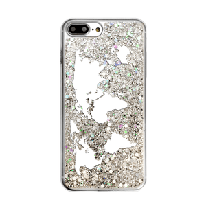 Silver Glitter World Map Phone Case