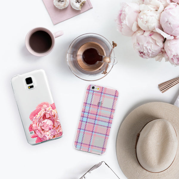 Peony and Plaid iPhone Cases
