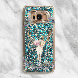Floral Deer Skull - Glitter Samsung Galaxy Case