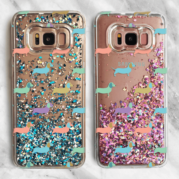 Dachshund Dogs Liquid Glitter Samsung Galaxy Phone Case