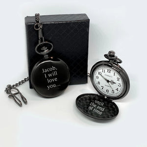 Personalized Engraved Pocket Watch with Chain