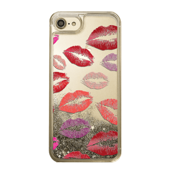Lipstick Kisses Gold Glitter Phone Case