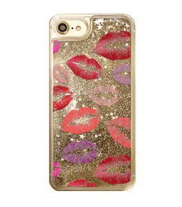 Gold Glitter Lipstick Kisses Phone Case