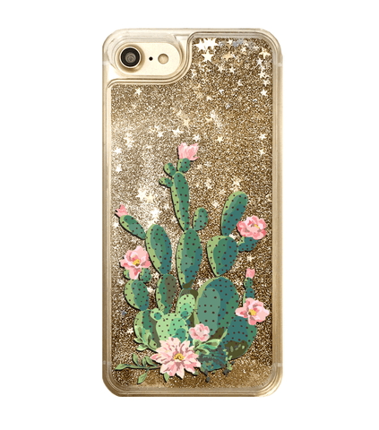 Gold Glitter Cactus iPhone Case