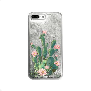 Silver Glitter Cactus iPhone Case