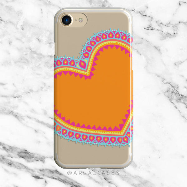 Moroccan Lace Heart on Clear Printed iPhone Case