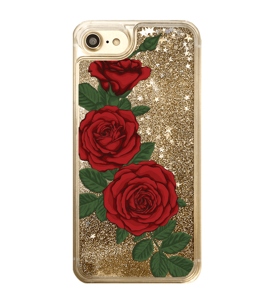 Gold Glitter Red Roses iPhone Case