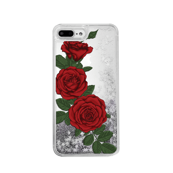 Red Roses Silver Glitter Phone Case