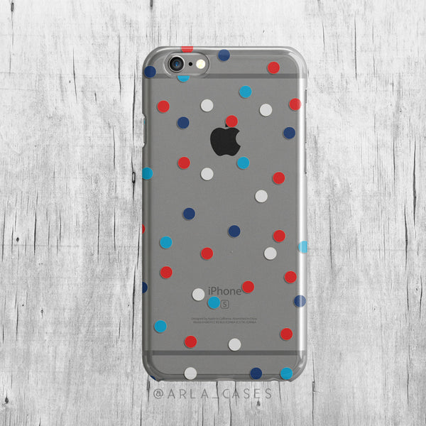 Patriotic Polka Dots on Clear Printed iPhone Case