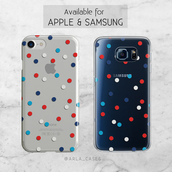 Patriotic Polka Dots Phone Case - Clear TPU with Print