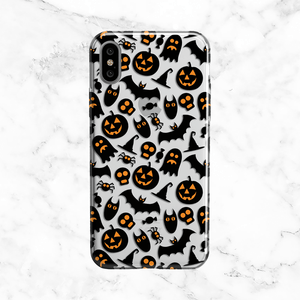 Halloween Ghosts and Pumpkins Phone Case - Clear TPU Phone Case