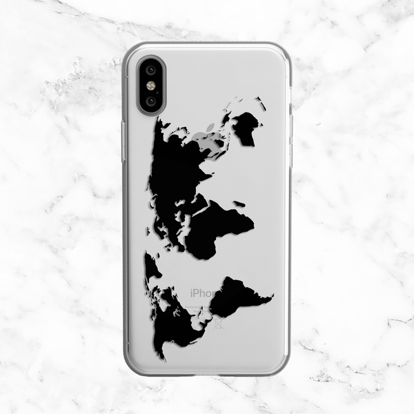 World Map Phone Case - Travel Themed - Clear TPU Phone Case
