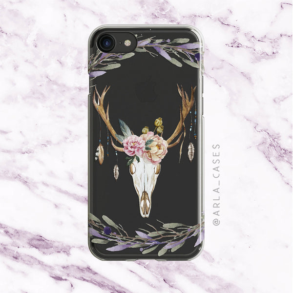 Floral Deer Skull iPhone Case