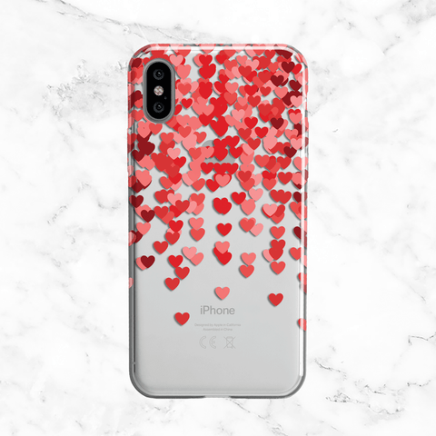 Confetti Hearts - Clear Phone Case