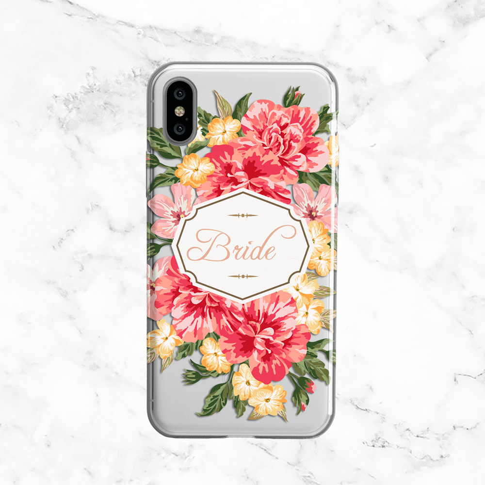 Vintage Floral Bride Wedding Phone Case - Clear Printed TPU