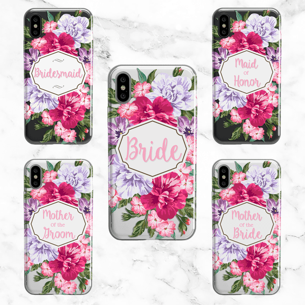 Wedding Party Set of 5 Cases - Clear Printed TPU