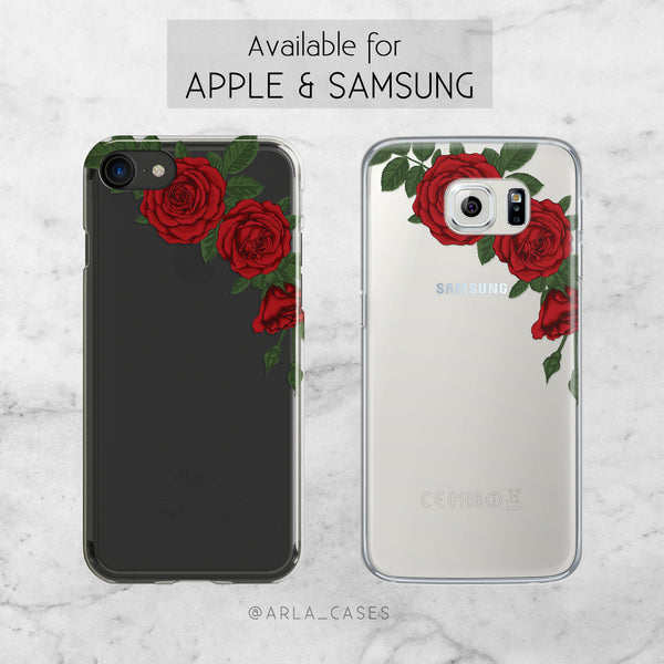 Red Rose - Clear TPU Phone Case Cover