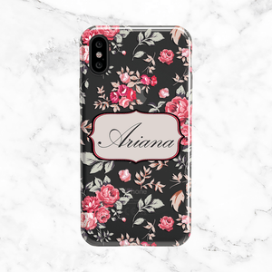 Custom Shabby Chic Floral Name Phone Case - Clear Printed TPU