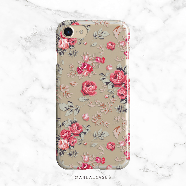 Custom Floral Rose Clear iPhone and Galaxy Phone Case