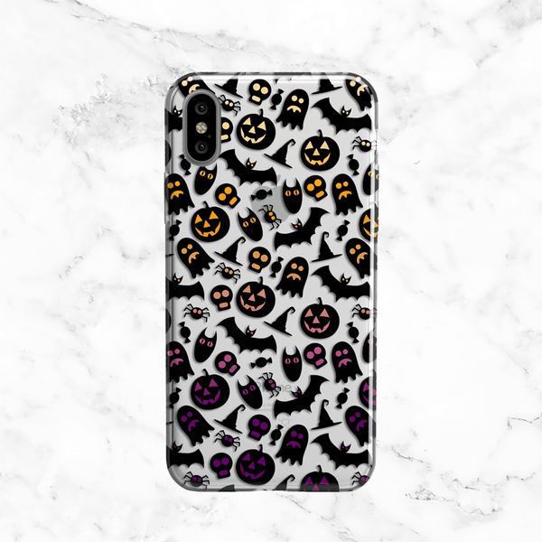 Halloween Ghosts and Pumpkins - Clear TPU Phone Case