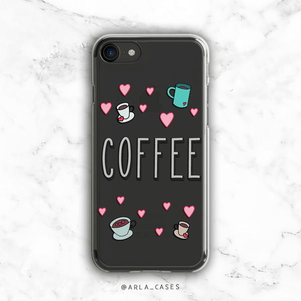 Coffee Lover Clear iPhone and Galaxy Phone Case