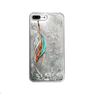 Silver Glitter Tribal Feathers iPhone Case