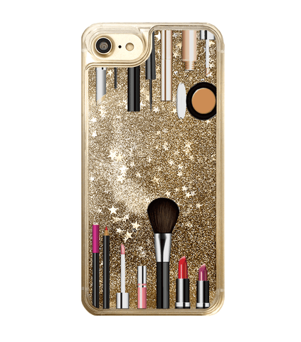 Gold Glitter Makeup Kit iPhone Case