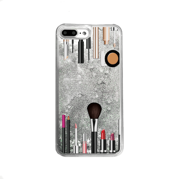 Silver Glitter Makeup Kit iPhone Case