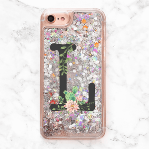 Liquid Glitter Custom Monogram iPhone Case