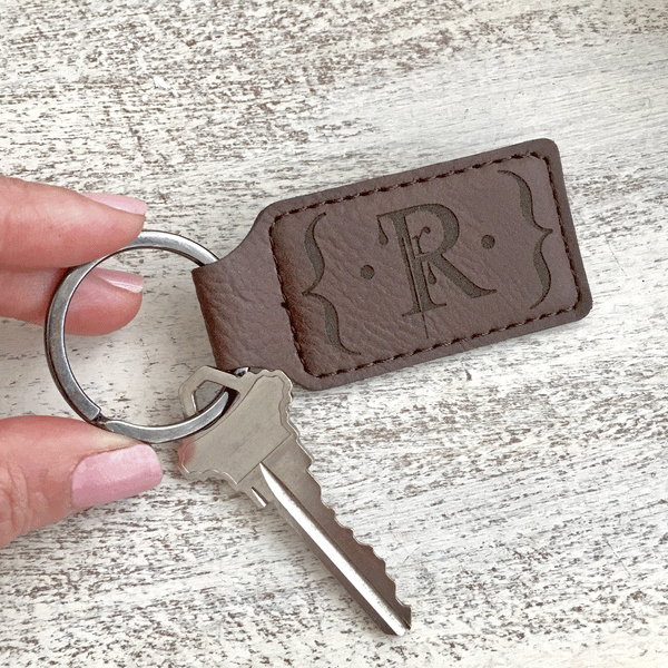 Leather Keychain with Bracket Monogram