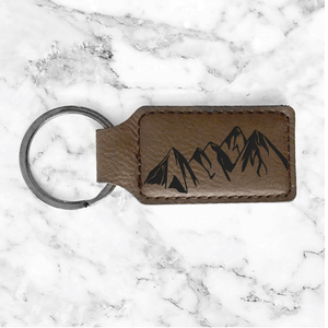 Mountain Range Leather Keychain