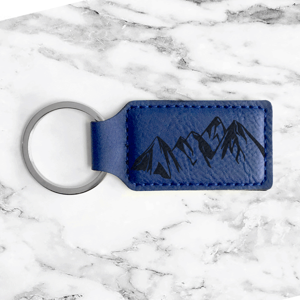 Mountain Range Leather Keychain