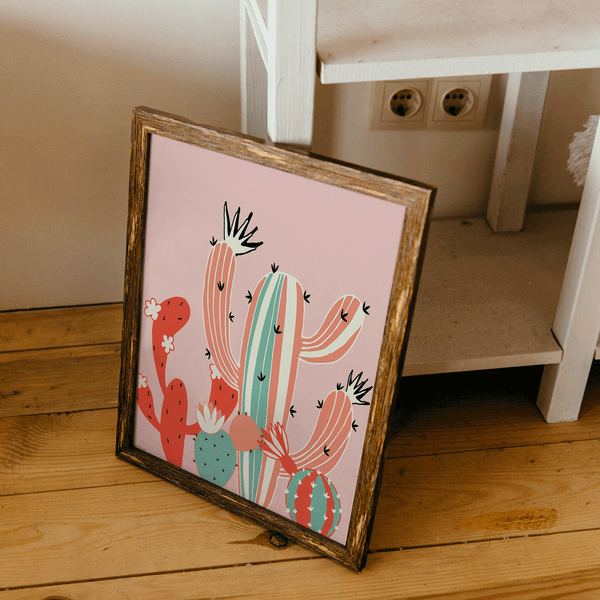 Pink Cactus Garden Art Print