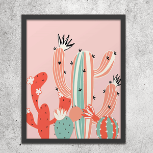 Pink Cactus Garden Art Print