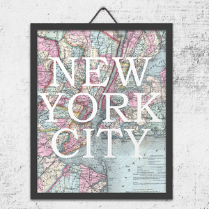 Vintage New York City Map Wall Art Print
