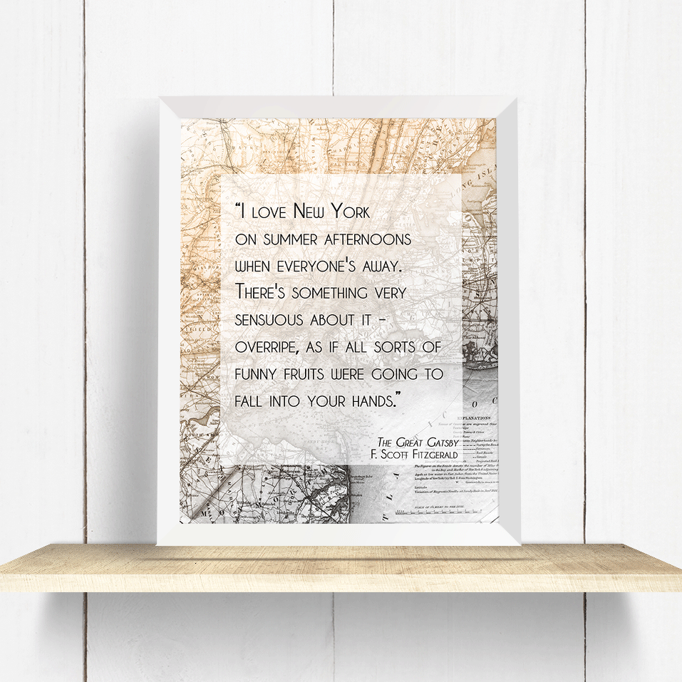 The Great Gatsby New York City Quote Wall Art Print