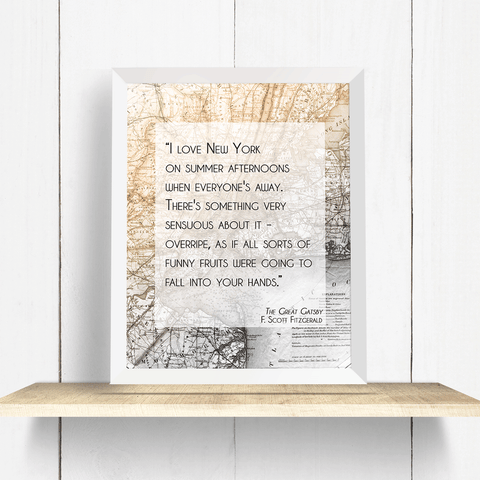 The Great Gatsby New York City Quote Wall Art Print