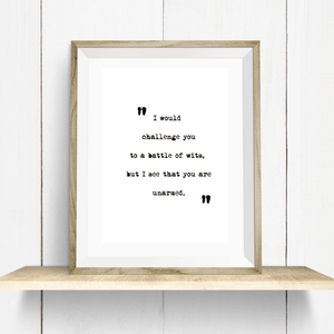 Battle of the Wits Quote Wall Art Print