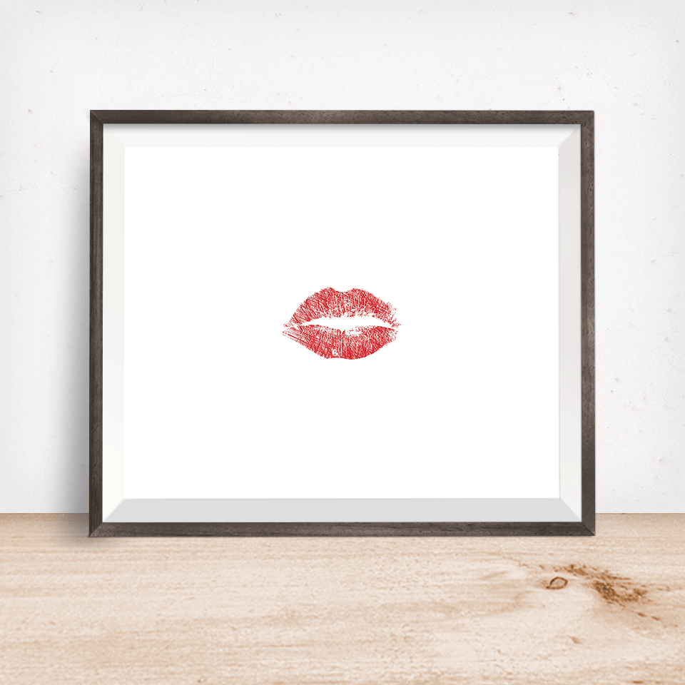 Red Lipstick Kiss Wall Art Print