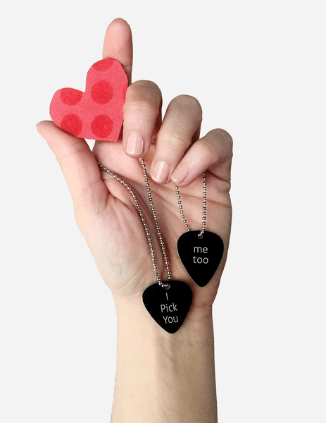 I Pick You - Set of Two Guitar Pick Necklaces
