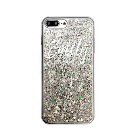 Silver Glitter Custom iPhone Case