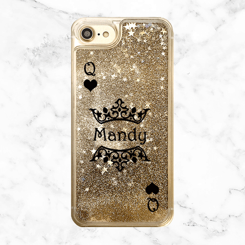 Gold Glitter Queen of Hearts Custom Case
