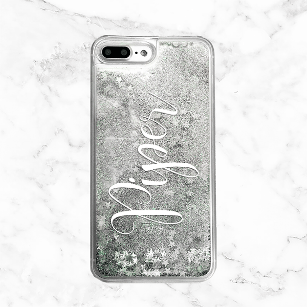 Custom Name Silver Glitter Phone Case