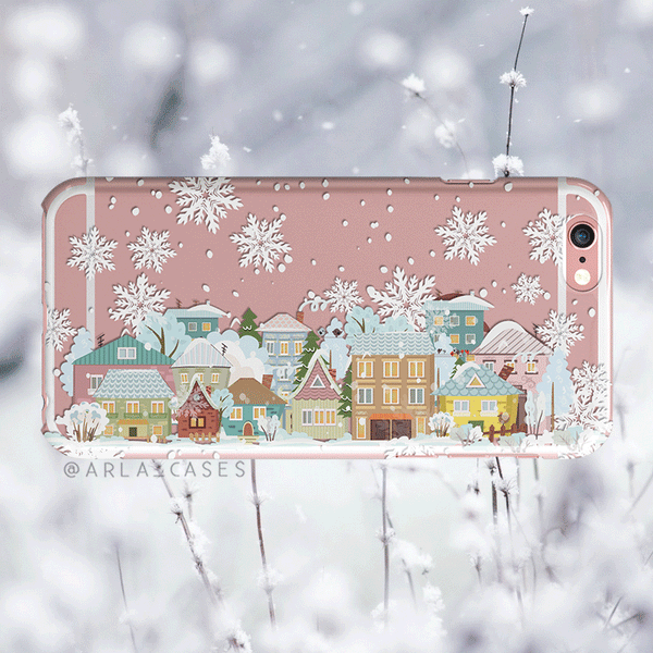 Christmas Village on Clear Printed iPhone Case
